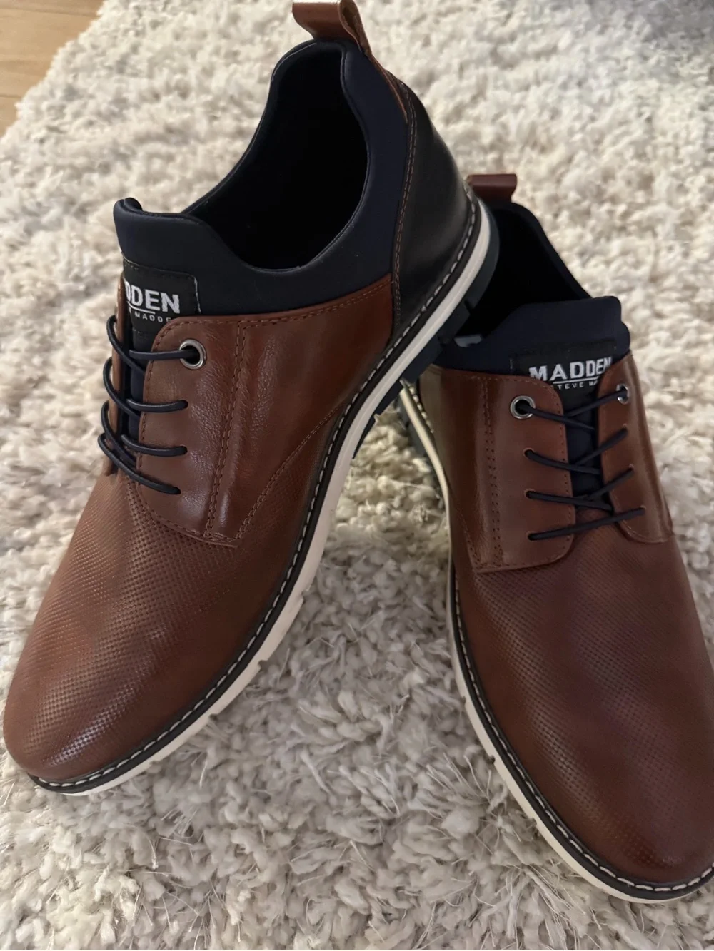 Madden Steve Madden Men’s Lyddon Oxford Brown Blue Casual Lace-Up Shoes 10.5